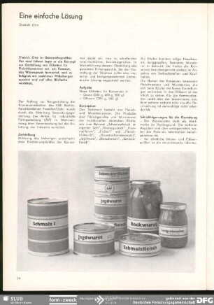 Eine einfache Lösung : Formgestaltung und Gebrauchsgrafik