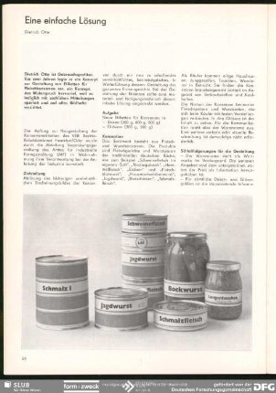 Eine einfache Lösung : Formgestaltung und Gebrauchsgrafik