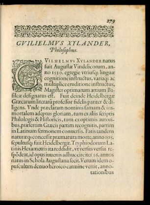 Guilielmus Xylander, Philosophus.