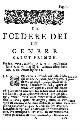 De Foedere Dei In Genere. Caput Primum.