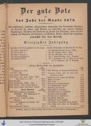 Der gute Bote für das Jahr der Gnade 1878.