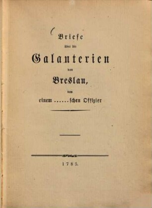 Briefe über die Galanterien von Breslau