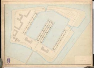 Freie Niederlage (Lagerhallen etc.) für seewärtsgehende Waren Schinkelwettbewerb 1858: Lageplan 1:1200; Maßstabsleiste