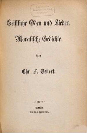Poetische und prosaische Werke, 2. Geistliche Oden und Lieder