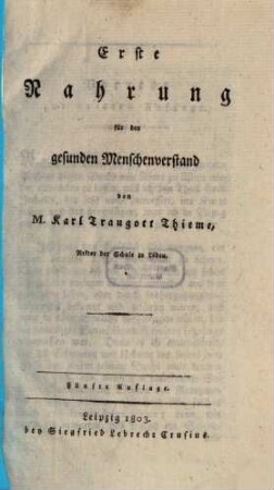Erste Nahrung für den gesunden Menschenverstand