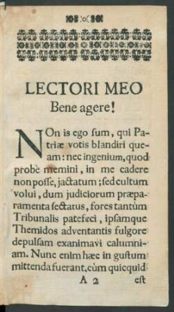 Lectori Meo Bene agere!