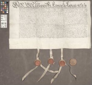 Butzbach: Vertrag zwischen Landgraf Ludwig den Älteren zu Hessen, Hermann Adolph und Johann Albrecht, Gevattern, Grafen zu Solms, die zwei Mühlen ...