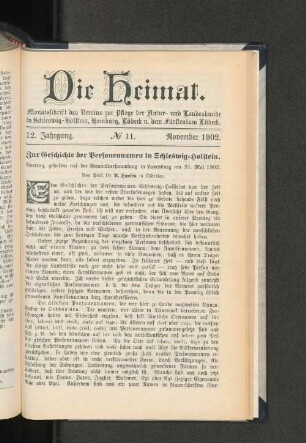 12. Jahrgang. No. 11. November 1902.
