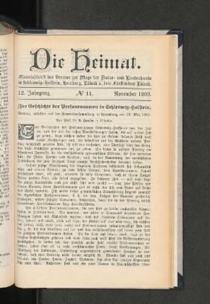 12. Jahrgang. No. 11. November 1902.