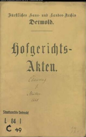 Clausing, Hans, Meister gegen Herm. Dietrich Müller, Vogt zu Schötmar - Schuldforderung