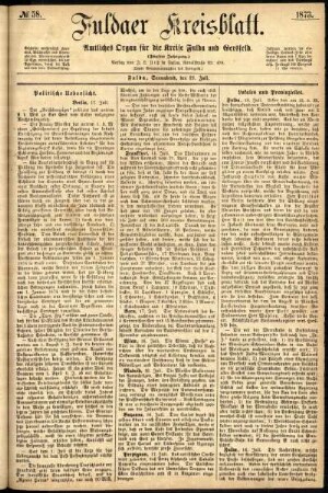 Ausgabe vom Samstag, den 19. Juli 1873.