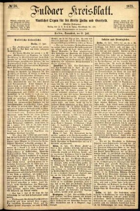 Ausgabe vom Samstag, den 19. Juli 1873.