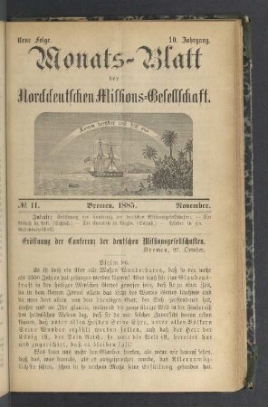 N°. 11. Bremen, 1885. November