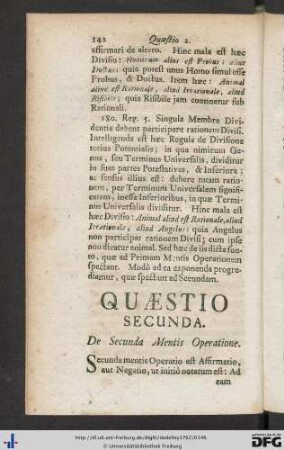 Quaestio Secunda. De Secunda Mentis Operatione.