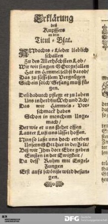 Erklärung des Kupffers an dem Titul-Blat. [Erklärung des Frontispiz]