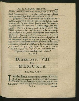 Dissertatio VIII. De Memoria.