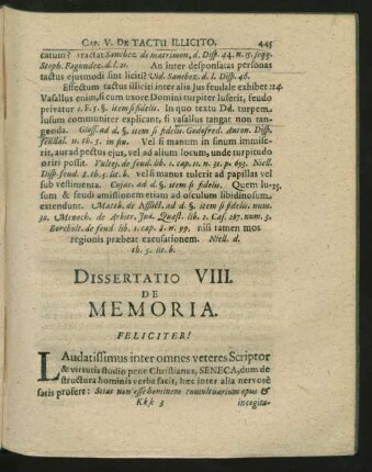 Dissertatio VIII. De Memoria.