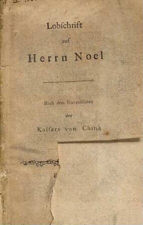 Lobschrift auf Herrn Noel