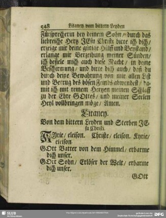 Litaney. Von dem bittern Leyden und Sterben JEsu Christi