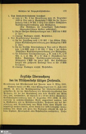 Ärztliche Überwachung des im Milchverkehr tätigen Personals