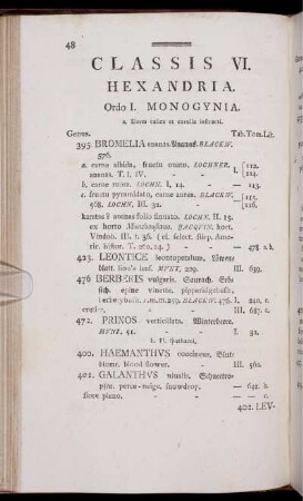 Classis VI. Hexandria.