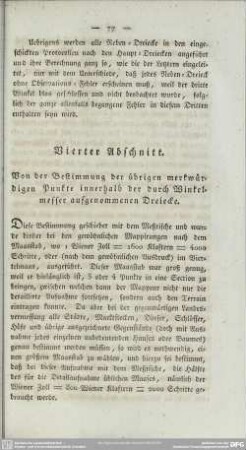 Vierter Abschnitt. Von der Bestimmung der übrigen merkwürdigen Punkte innerhalb der durch Winkelmesser aufgenommenen Dreiecke