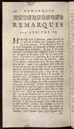 248-275, Remarques sur l'Epitre VII.