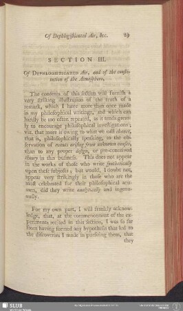 Section III. Of Dephlogisticated Air, and of the constitution of the Atmosphere