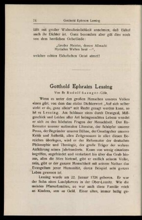 Gotthold Ephraim Lessing.