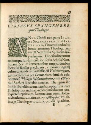 Cyriacus Spangenbergius Theologus.