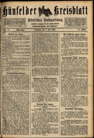 Erste Ausgabe vom Samstag, den 04. Juli 1925.