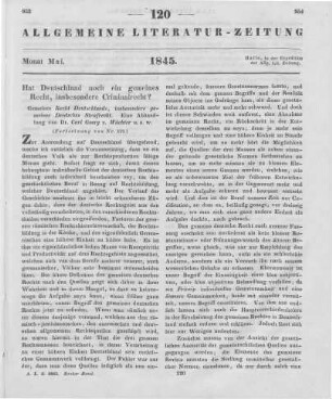 Wächter, K. G.: Gemeines Recht Deutschlands. Insbesondere Gemeines Deutsches Strafrecht. Leipzig: Weidmann 1844 (Fortsetzung von Nr. 119)