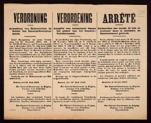 "Verordnung - Anmeldung von Holzvorräten im Gebiet des General-Gouvernements."