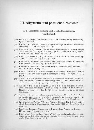 III. Allgemeine und politische Geschichte