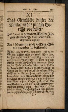 131-139, XI. Das Gemälde hinter der Canzel