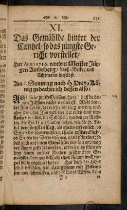 131-139, XI. Das Gemälde hinter der Canzel