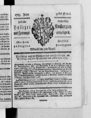 31tes Stück., Ausgabe vom 3. August 1785