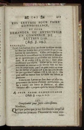 XIII. Lettres Pour Faire Connoissance, Et Pour Demander Ou Entretenir Un Commerce De Lettres.
