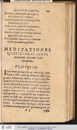 Meditationes Qvotidianae Iuxta ordinem dierum hebdomadae