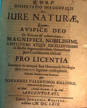 Diss. inaug. de iure naturae