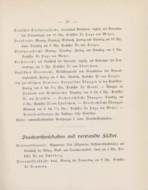 13-16, Staatswissenschaften und verwandte Fächer