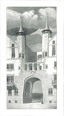 Billing, Hermann; Karlsruhe, Stephanienstr. 94-96; Haus Billing und Helmle, Torbau - Torbau (Ansicht)