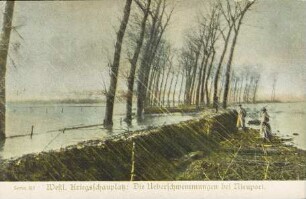 Westl. Kriegsschauplatz: Die Ueberschwemmungen bei Nieuport.