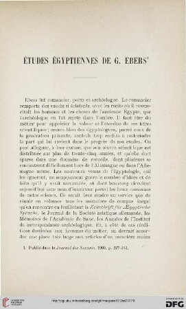 Études égyptiennes de G. Ebers