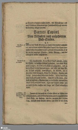 Viertes Capitel. Vom Verhalten nach aufgehörtem Vieh-Sterben