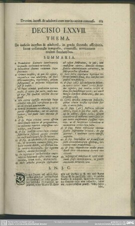 Decisio LXXVII. De indiciis incestus & adulterii, in gradu secundo affinitatis, lineae collateralis inaequalis, commissi, territionem realem fundantibus