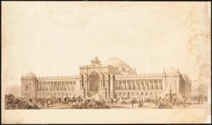 Reichstag, Berlin Erster Wettbewerb: Perspektivische Ansicht vom Königsplatz aus