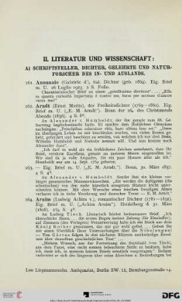 A) Schriftsteller, Dichter, Gelehrte und Naturforscher des In- und Auslands (Nr. 261-397)