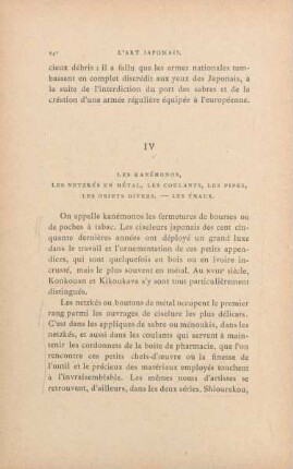IV. Les kanémonos, les netzkés en métal, les coulants, les pipes, les objets divers. - Les émaux