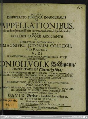 Disputatio juridica inauguralis De appellationibus, secundum jus noviss. rite interponendis et recte justificandis